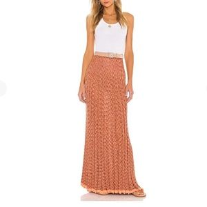 FREE PEOPLE GOLD COAST KNIT MAXI SKIRT SIZE S AMBERED CORAL